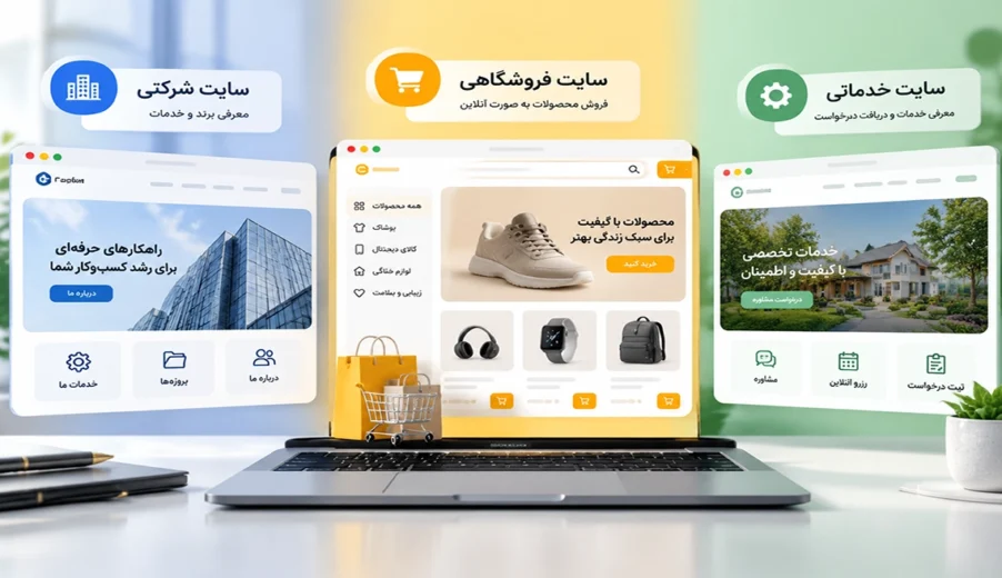انواع سایت چیست؟ تفاوت سایت شرکتی، فروشگاهی و خدماتی